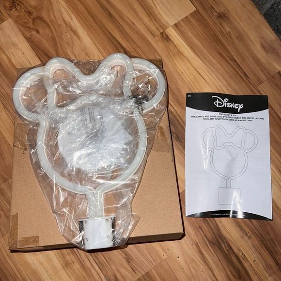 Disney Minnie Mouse Bow Red & White 12.5” Light Neon Desk Sign with Base NIB - Picture 3 of 9